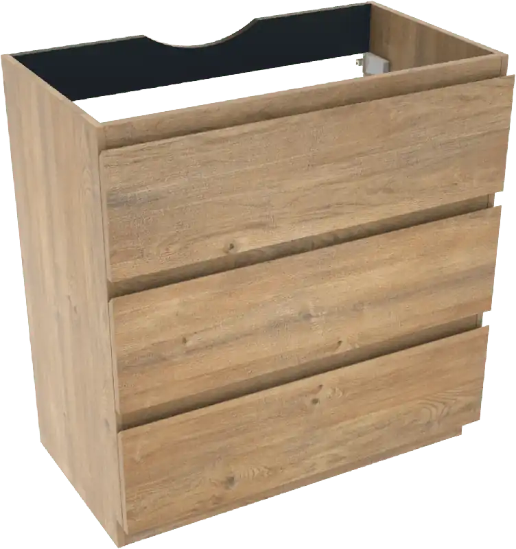 Linie Lado meuble sous-vasque a poser 80 x 46 cm chêne naturel 3 tiroirs