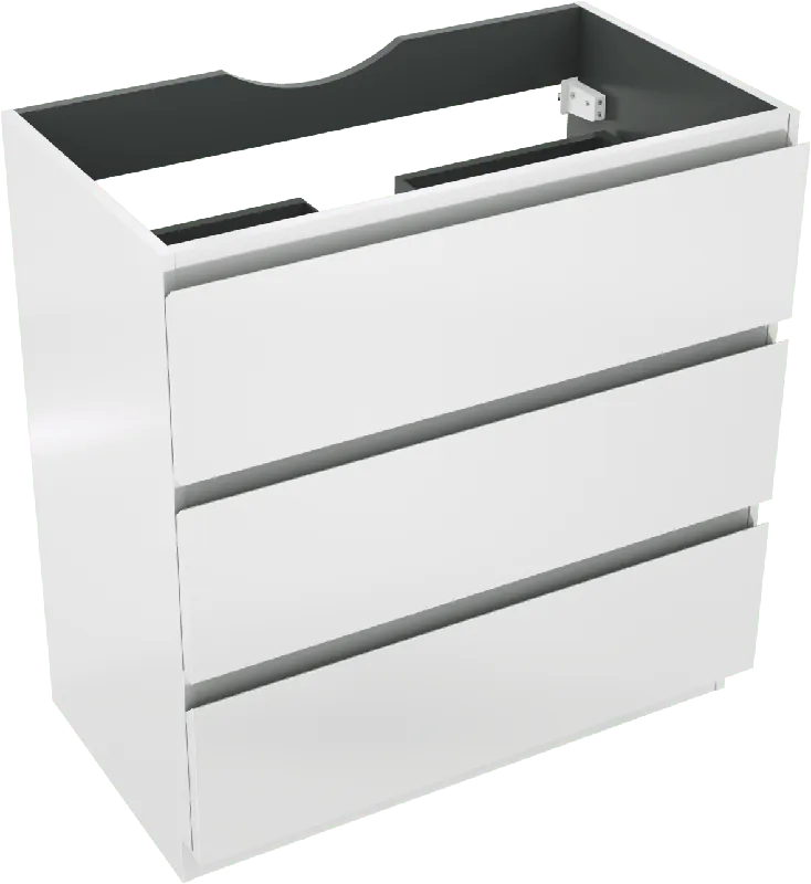 Linie Lado meuble sous-vasque a poser 80 x 46 cm Blanc Brillant 3 tiroirs