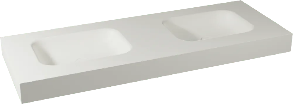 Balmani Arcato double vasque mat Solid Surface 150 x 55 cm, bonde non incluse