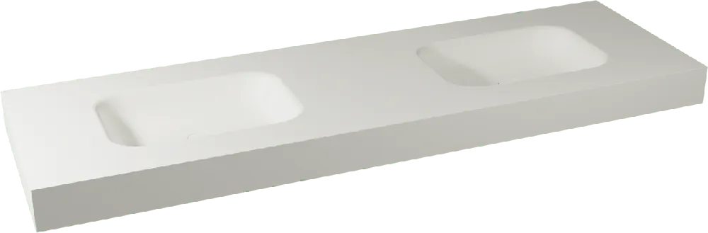 Balmani Arcato double vasque mat Solid Surface 180 x 55 cm, bonde non incluse