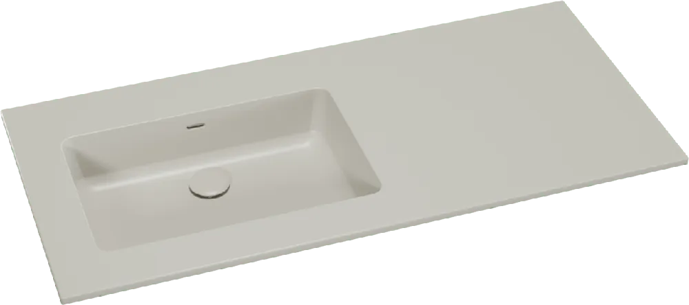 Storke Diva plan vasque asymétrique à gauche top solid soie grise matte 110 x 52 cm