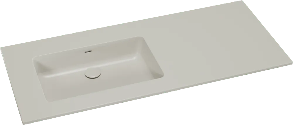 Storke Diva plan vasque asymétrique à gauche top solid soie grise matte 120 x 52 cm