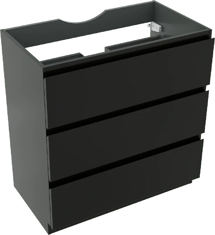Linie Lado meuble sous-vasque a poser 80 x 46 cm Noir Mat 3 tiroirs