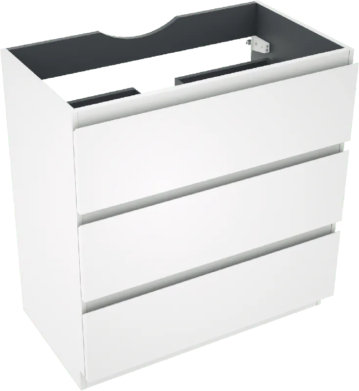 Linie Lado meuble sous-vasque a poser 80 x 46 cm blanc mat 3 tiroirs