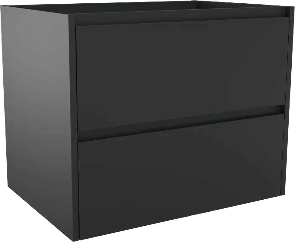 Storke Seda meuble sous-vasque suspendu 75 x 52 cm Noir Mat 2 tiroirs