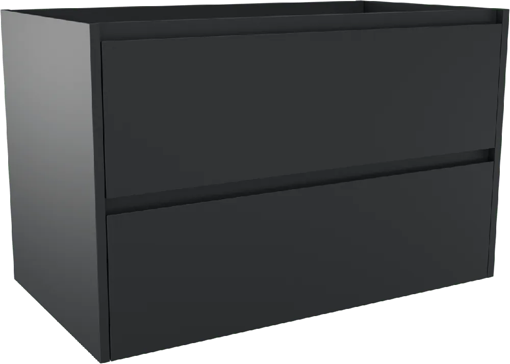 Storke Seda meuble sous-vasque suspendu 95 x 52 cm Noir Mat 2 tiroirs