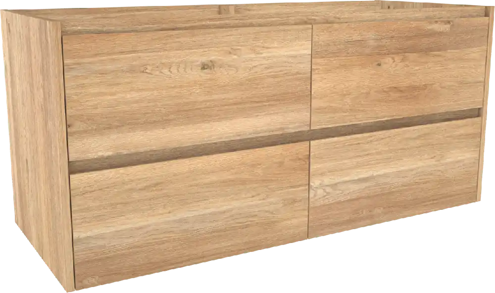 Storke Seda meuble sous-vasque suspendu 130 x 52 cm chêne brut 4 tiroirs