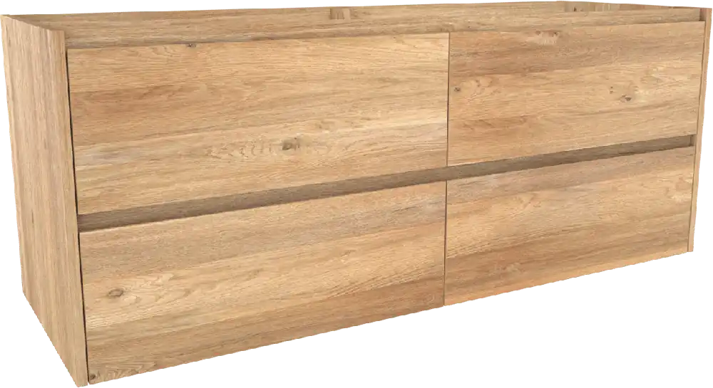 Storke Seda meuble sous-vasque suspendu 150 x 52 cm chêne brut 4 tiroirs