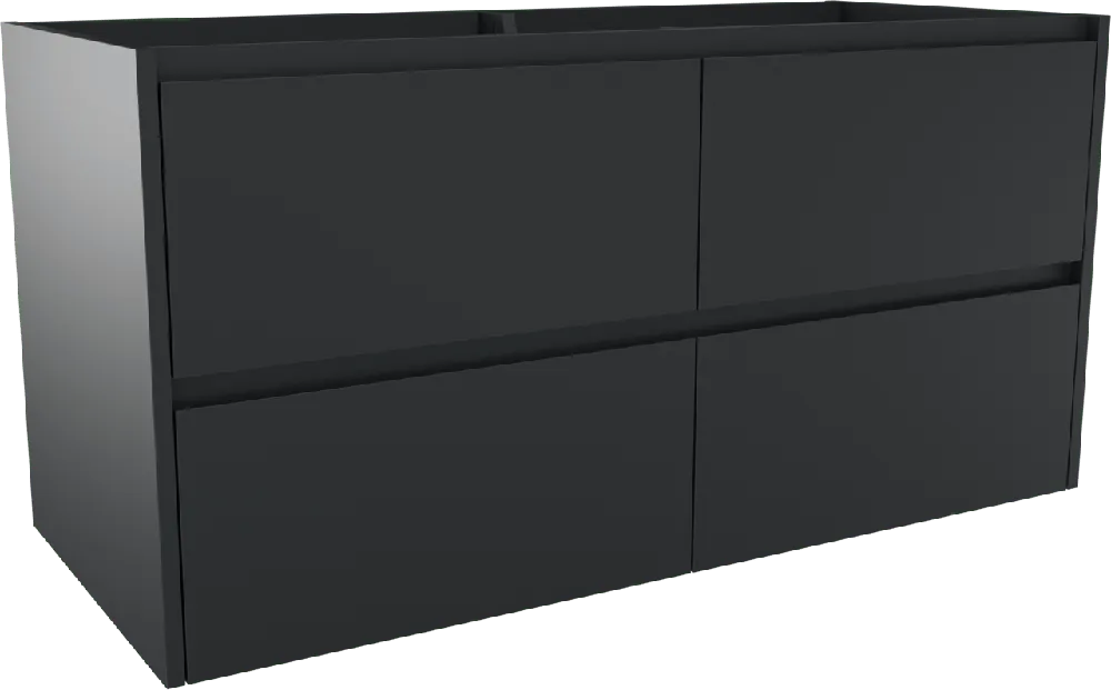 Storke Seda meuble sous-vasque suspendu 120 x 52 cm Noir Mat 4 tiroirs