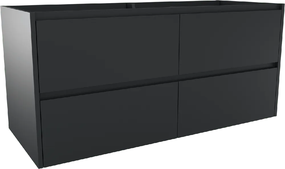 Storke Seda meuble sous-vasque suspendu 130 x 52 cm Noir Mat 4 tiroirs