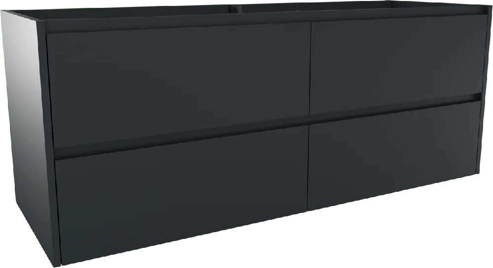 Storke Seda meuble sous-vasque suspendu 150 x 52 cm Noir Mat 4 porte