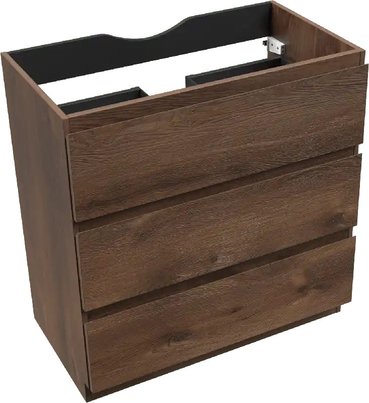 Linie Lado meuble sous-vasque a poser 80 x 46 cm chêne brun 3 tiroirs