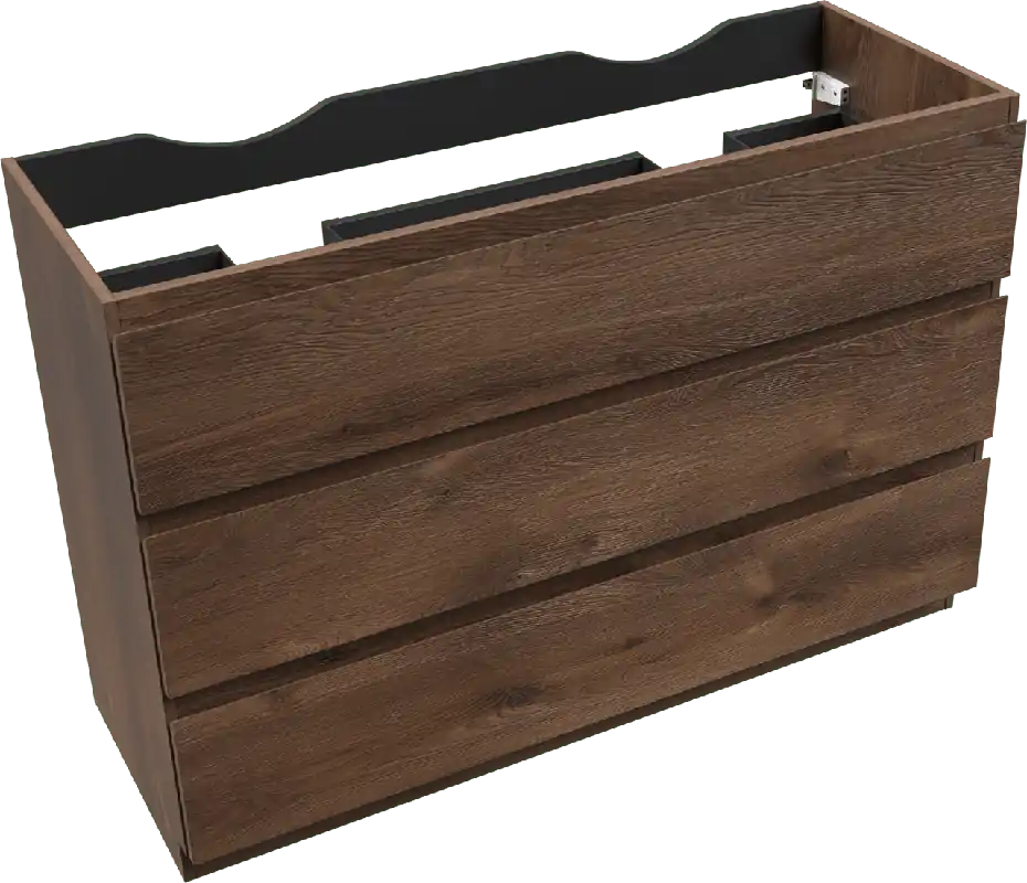 Linie Lado meuble sous-vasque a poser 120 x 46 cm chêne brun 3 tiroirs