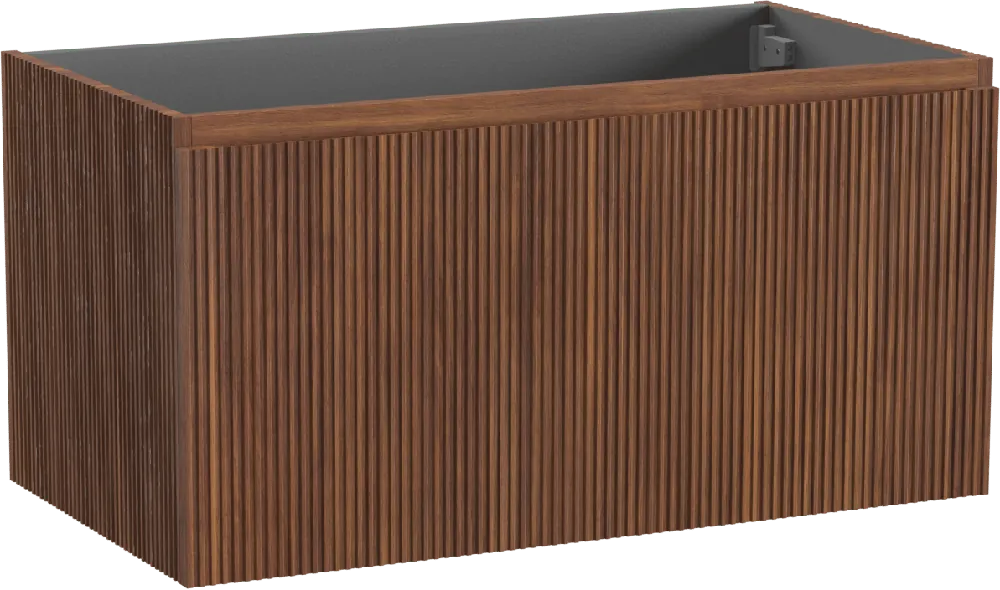 Storke Ribs meuble sous-vasque suspendu 95 x 52 cm noyer 2 tiroirs