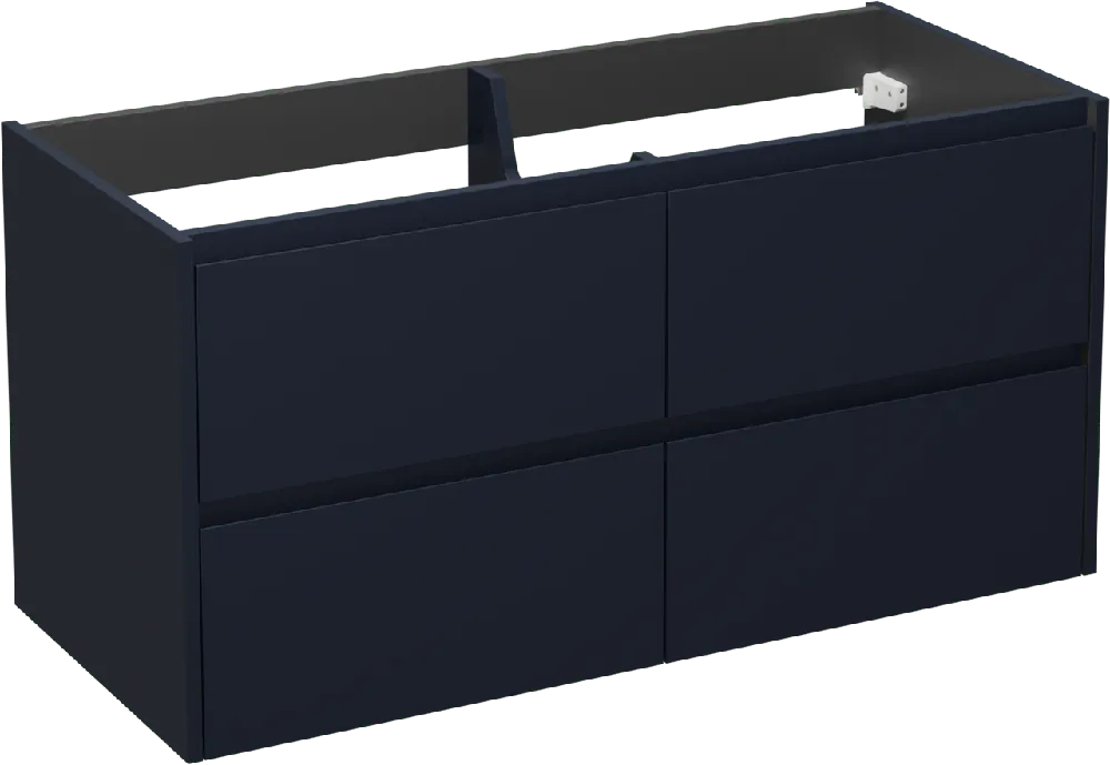 Storke Seda meuble sous-vasque suspendu 120 x 52 cm bleu nuit 4 tiroirs