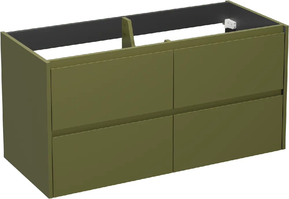 Storke Seda meuble sous-vasque suspendu 120 x 52 cm vert olive 4 tiroirs