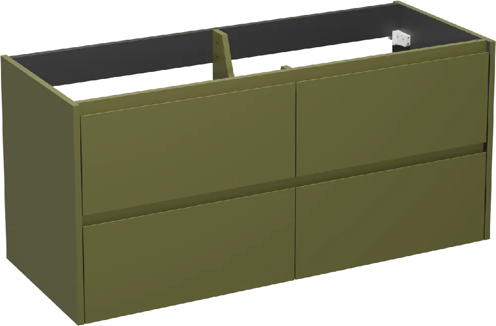Storke Seda meuble sous-vasque suspendu 130 x 52 cm vert olive 4 tiroirs
