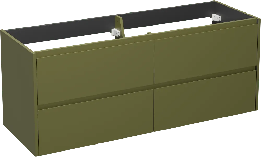 Storke Seda meuble sous-vasque suspendu 150 x 52 cm vert olive 4 tiroirs
