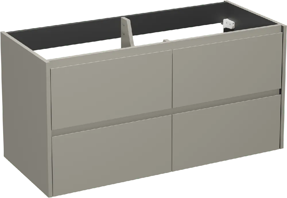 Storke Seda meuble sous-vasque suspendu 120 x 52 cm soie grise 4 tiroirs