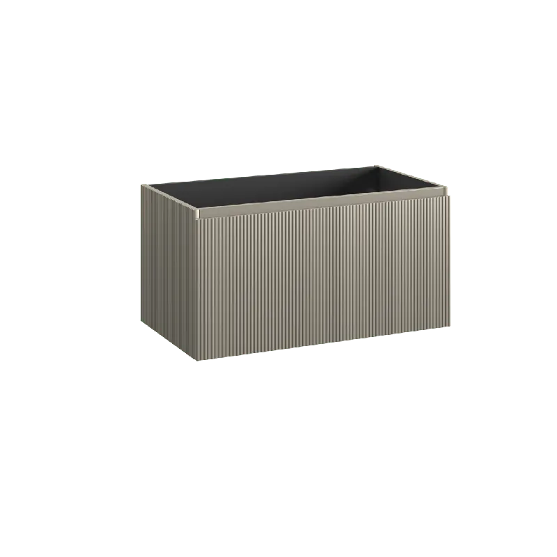 Storke Ribs meuble sous-vasque suspendu 95 x 52 cm soie grise 2 tiroirs