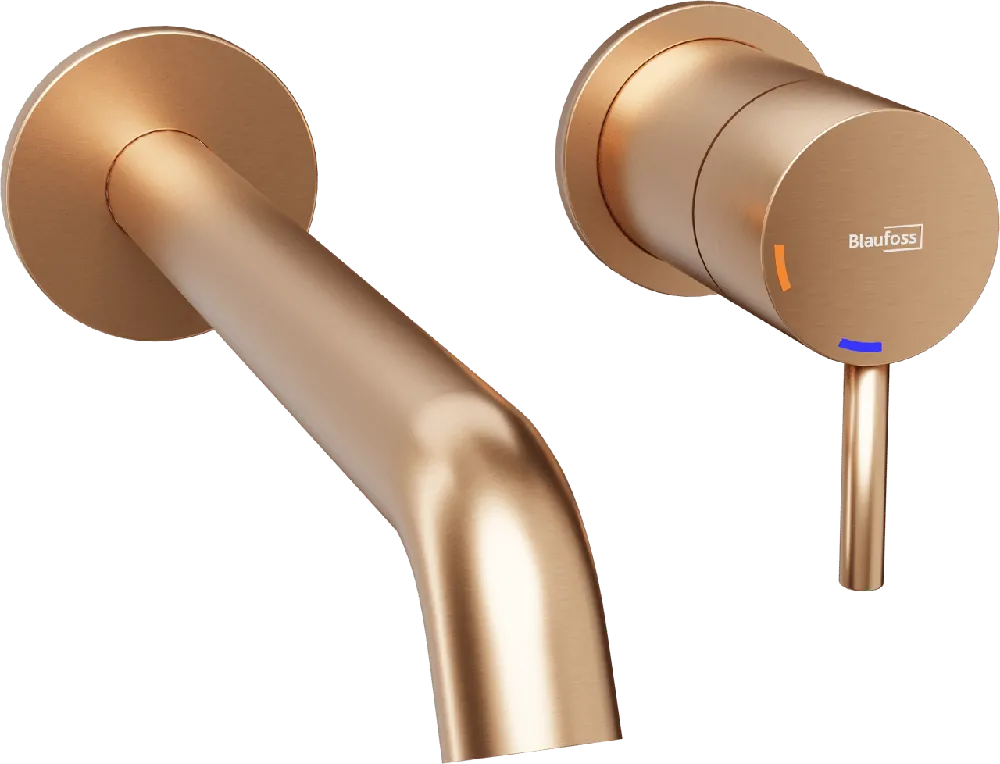 Blaufoss Round 2.0 EcoStart robinet de lavabo encastré Brushed Rosegold incl élément intégré