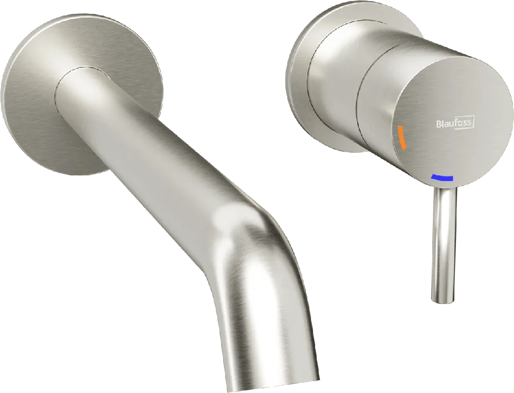 Blaufoss Round 2.0 EcoStart robinet de lavabo encastré Brushed CoolMetal incl élément intégré