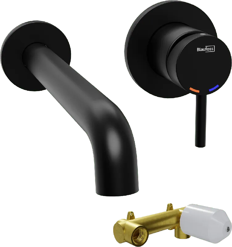 Blaufoss Round robinet de lavabo encastré noir mat incl élément intégré