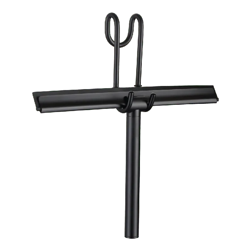 Blaufoss raclette de douche noir mat avec système de suspension sur paroi de douche