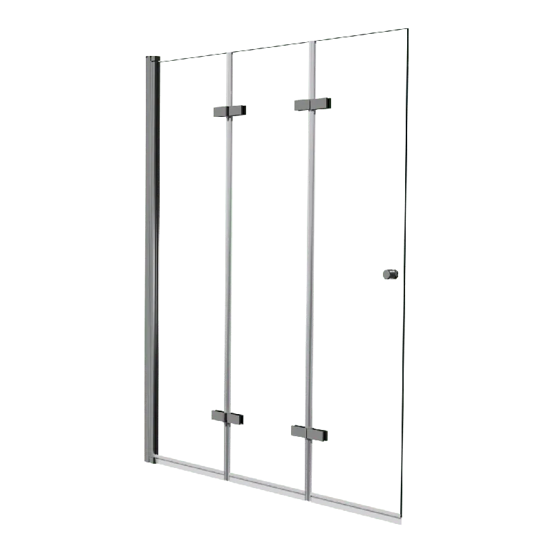 Luca Varess Kuresa pare-baignoire pliant en 3 pièces 140 cm verre transparent profil chrome brillant