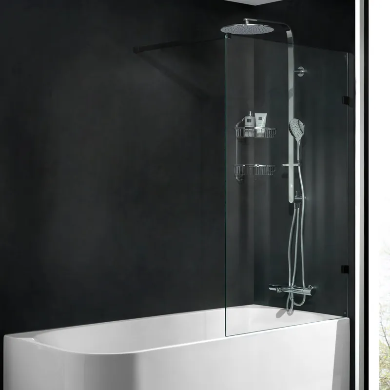 Luca Varess Solid pare-baignoire simple 80 cm verre clair profil noir mat