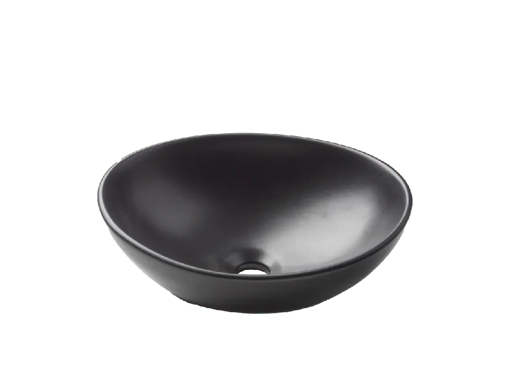 Luca Varess Denza vasque à poser porcelaine noir mat ovale 40,5 x 34 cm
