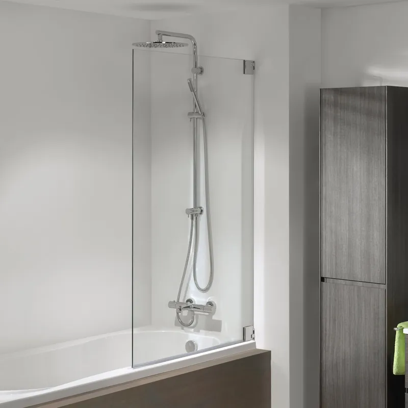 Luca Varess Pure pare-baignoire simple 90 cm verre clair profil chrome brillant