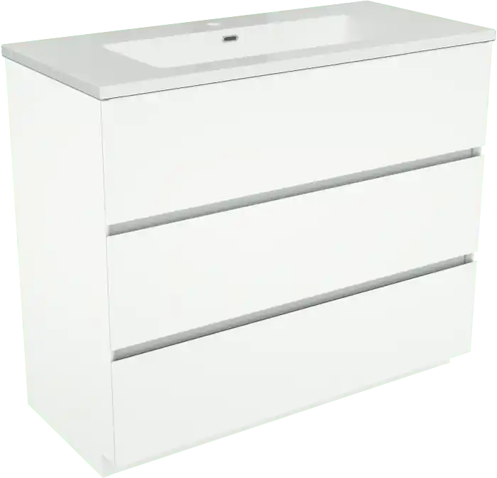 Storke Edge meuble salle de bains à poser 100 x 46 cm blanc mat avec Diva plan simple en marbre composite blanc brillant