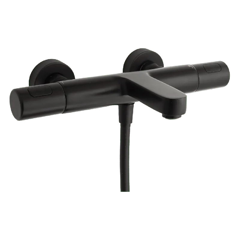 Blaufoss Apollo robinet de bain robinet thermostatique montage mural extérieur Noir Mat