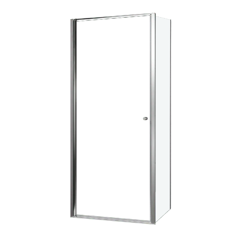 Luca Varess Kuresa douche d‘angle porte pivotante avec paroi latérale fixe 90 x 90 x 200 cm verre transparent et profil noir mat