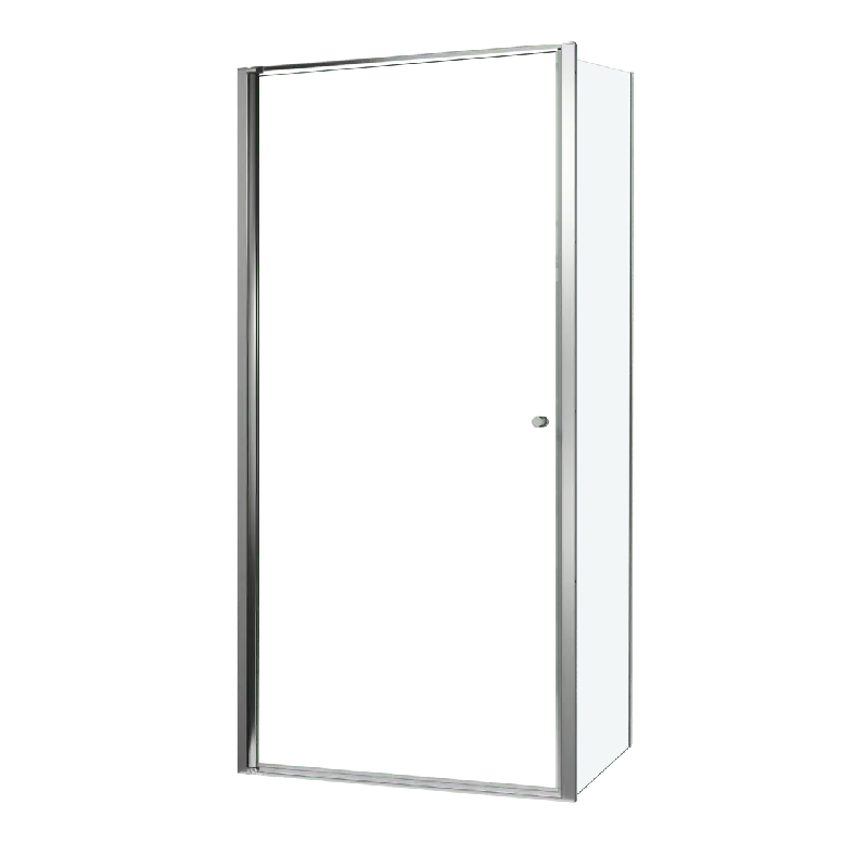 Luca Varess Kuresa douche d‘angle porte pivotante avec paroi latérale fixe 100 x 90 x 200 cm verre transparent et profil noir mat