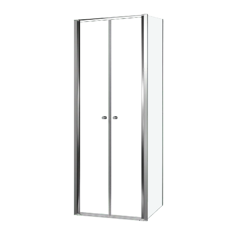 Luca Varess Kuresa douche d‘angle porte battante avec paroi latérale fixe 80 x 90 x 200 cm verre transparent et profil noir mat