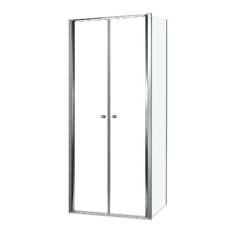 Luca Varess Kuresa douche d‘angle porte battante avec paroi latérale fixe 90 x 90 x 200 cm verre transparent et profil noir mat