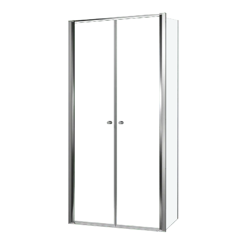 Luca Varess Kuresa douche d‘angle porte battante avec paroi latérale fixe 100 x 80 x 200 cm verre transparent et profil noir mat