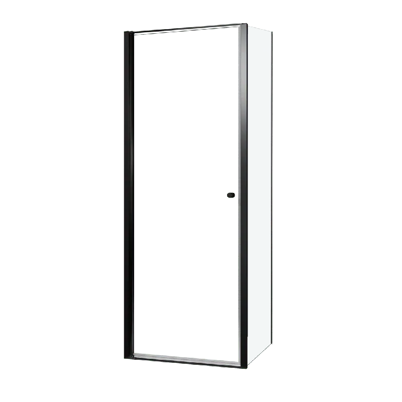 Luca Varess Kuresa douche d‘angle porte pivotante avec paroi latérale fixe 80 x 90 x 200 cm verre transparent et profil noir mat