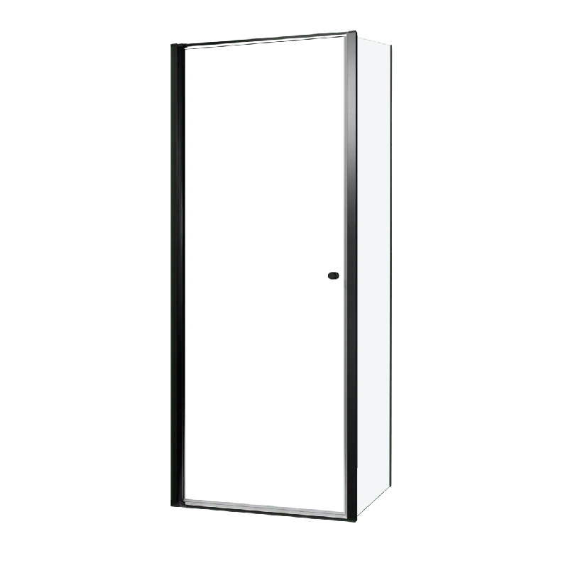 Luca Varess Kuresa douche d‘angle porte pivotante avec paroi latérale fixe 85 x 90 x 200 cm verre transparent et profil noir mat