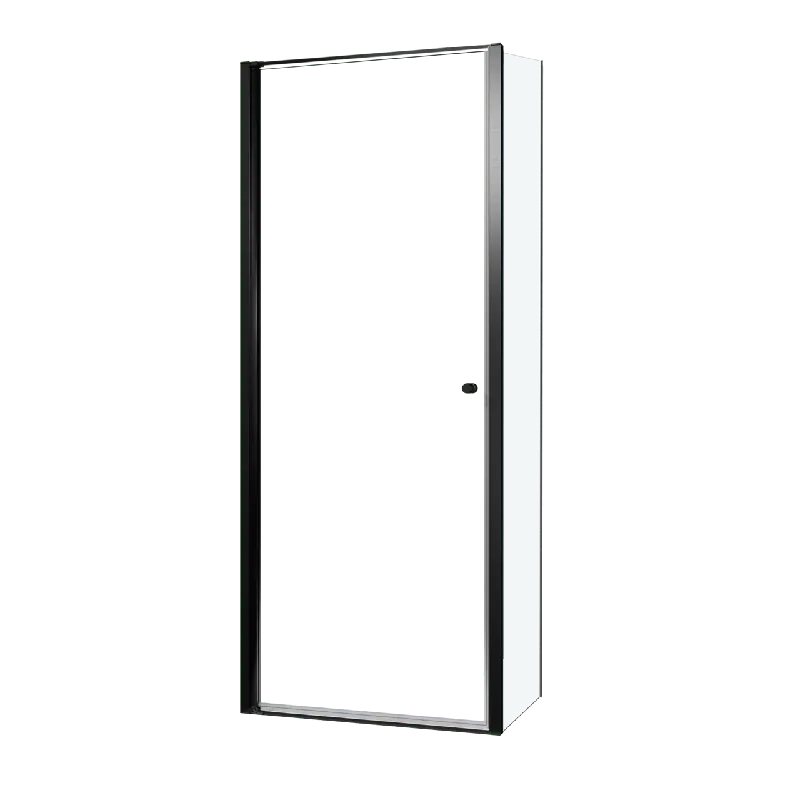 Luca Varess Kuresa douche d‘angle porte pivotante avec paroi latérale fixe 85 x 80 x 200 cm verre transparent et profil noir mat