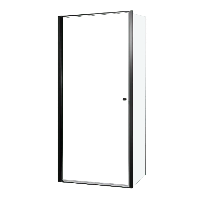 Luca Varess Kuresa douche d‘angle porte pivotante avec paroi latérale fixe 95 x 90 x 200 cm verre transparent et profil noir mat