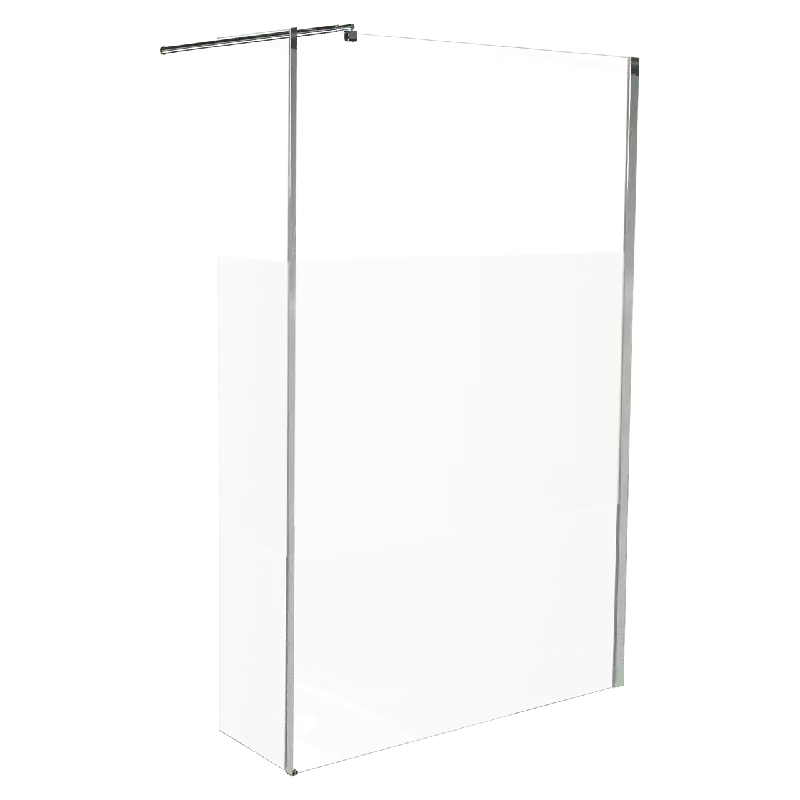 Linie Walk-in douche à l‘italienne avec paroi latérale fixe 100 x 200 cm verre transparent avec bande mate profil chrome brillant