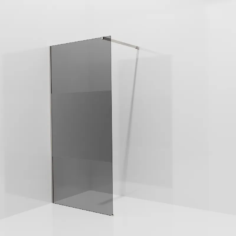 Balmani Modular douche à l‘italienne 100 x 200 cm, Verre fumé avec bande mate, Profil Brushed CoolMetal