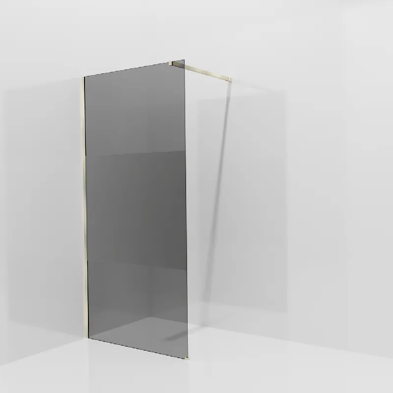 Balmani Modular douche à l‘italienne 100 x 200 cm, Verre fumé avec bande mate, Profil Brushed Champagne Gold