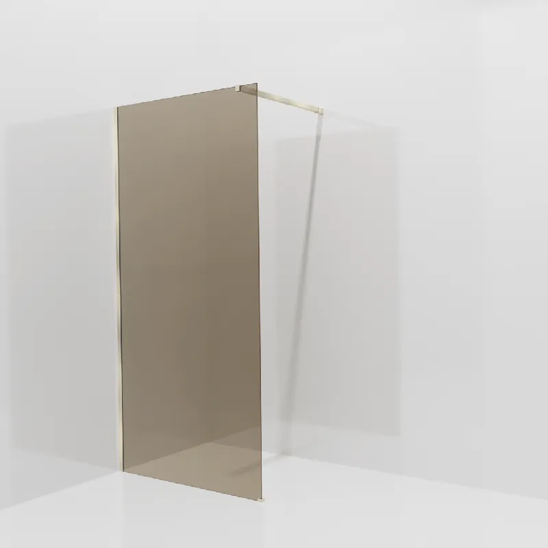 Balmani Modular douche à l‘italienne 100 x 200 cm, Verre bronze, Profil Brushed Champagne Gold