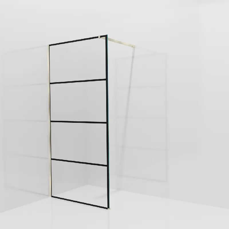 Balmani Modular douche à l‘italienne 100 x 200 cm, Lined, Profil Brushed Champagne Gold