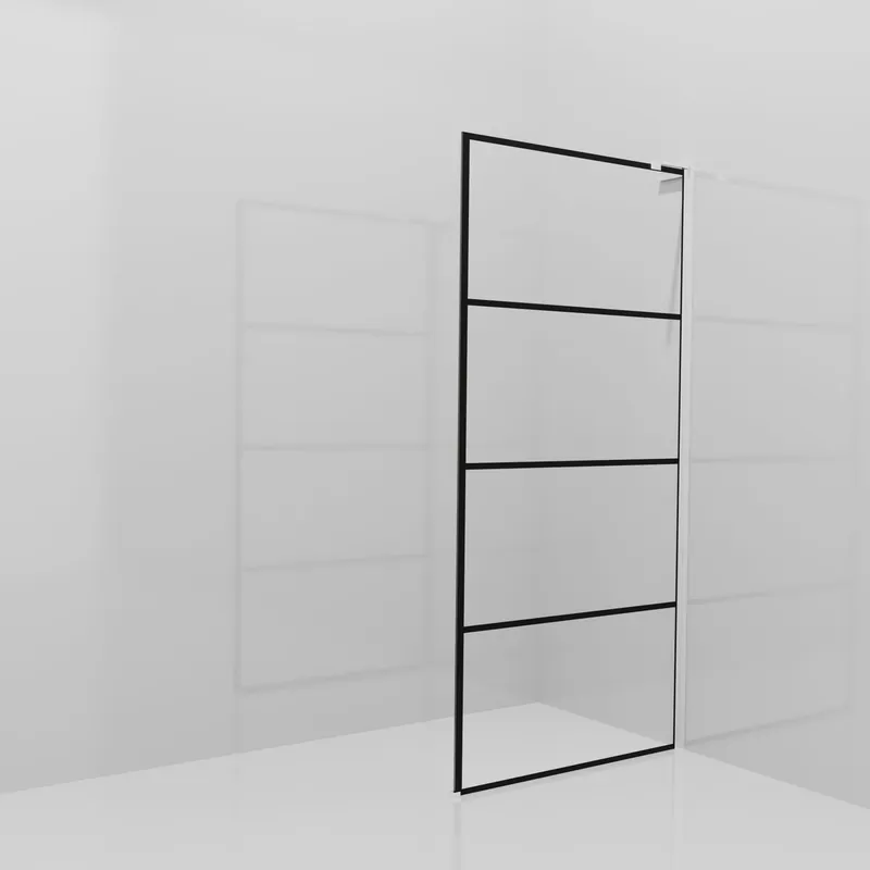 Balmani Modular douche à l‘italienne 100 x 200 cm, Lined, Profil Chrome brillant avec L-Shape