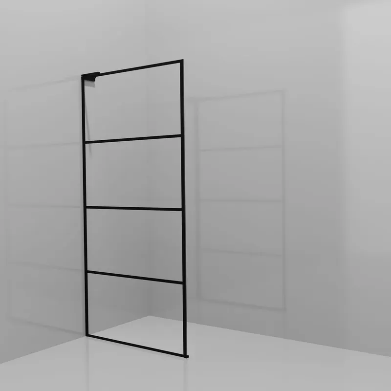 Balmani Modular douche à l‘italienne 100 x 200 cm, Lined, Profil Noir mat avec L-Shape